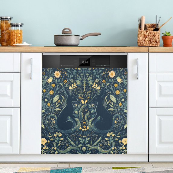 Yayeee Magnetic Dishwasher Cover for The Front Decoration Home Kitchen Machine Sticker Protector, Shadowy Forest Pattern