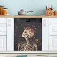 thumbnail image 1 of Yayeee Magnetic Dishwasher Cover for The Front Decoration Home Kitchen Machine Sticker Protector, Skeleton with Flowers Pattern, 1 of 6