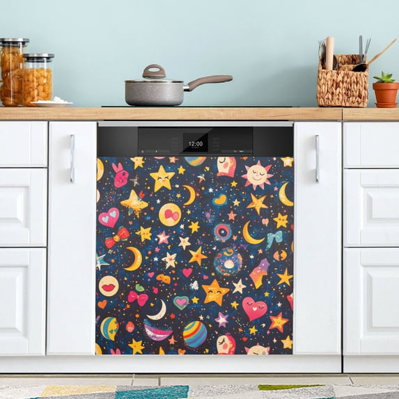 Yayeee Magnetic Dishwasher Cover for The Front Decoration Home Kitchen Machine Sticker Protector, Small Space Pattern