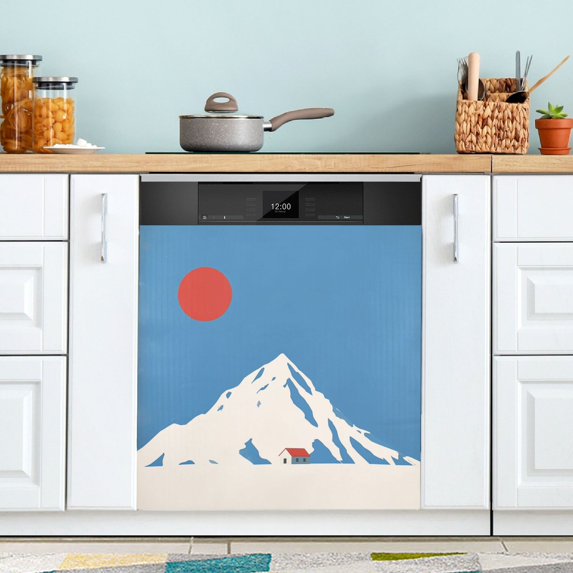 Yayeee Magnetic Dishwasher Cover for The Front Decoration Home Kitchen Machine Sticker Protector, Snow Mountain