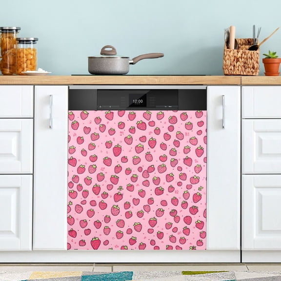 Yayeee Magnetic Dishwasher Cover for The Front Decoration Home Kitchen Machine Sticker Protector, Strawberry Bliss