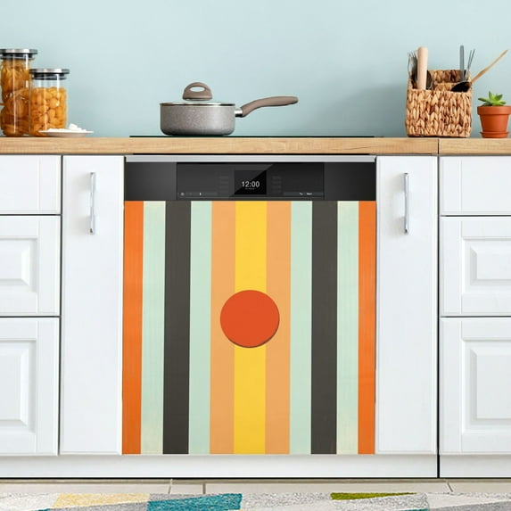 Yayeee Magnetic Dishwasher Cover for The Front Decoration Home Kitchen Machine Sticker Protector, Stripes and Circle