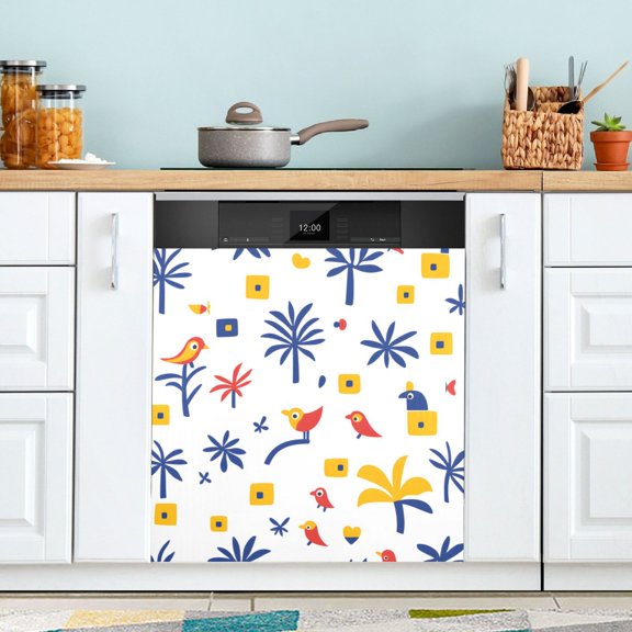 Yayeee Magnetic Dishwasher Cover for The Front Decoration Home Kitchen Machine Sticker Protector, Tropical Rhythm