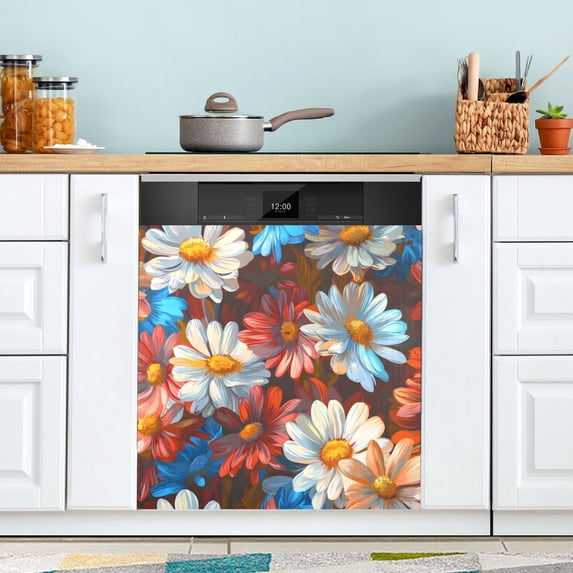 Yayeee Magnetic Dishwasher Cover for The Front Decoration Home Kitchen Machine Sticker Protector, Vibrant Floral