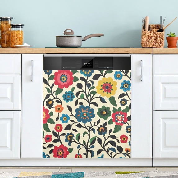 Yayeee Magnetic Dishwasher Cover for The Front Decoration Home Kitchen Machine Sticker Protector, Vibrant Floral