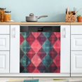 thumbnail image 1 of Yayeee Magnetic Dishwasher Cover for The Front Decoration Home Kitchen Machine Sticker Protector, Vibrant Green Tartan Pattern, 1 of 6
