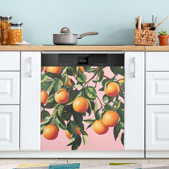 Yayeee Magnetic Dishwasher Cover for The Front Decoration Home Kitchen Machine Sticker Protector, Vibrant Oranges