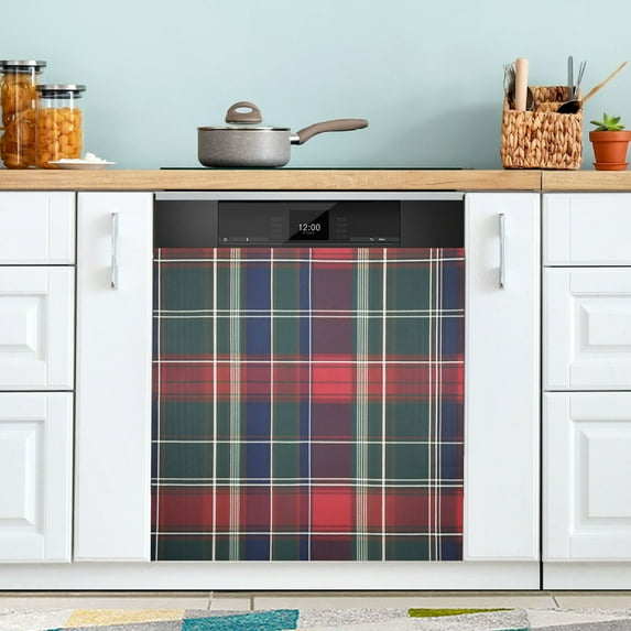 Yayeee Magnetic Dishwasher Cover for The Front Decoration Home Kitchen Machine Sticker Protector, Warm Tartan Mosaic