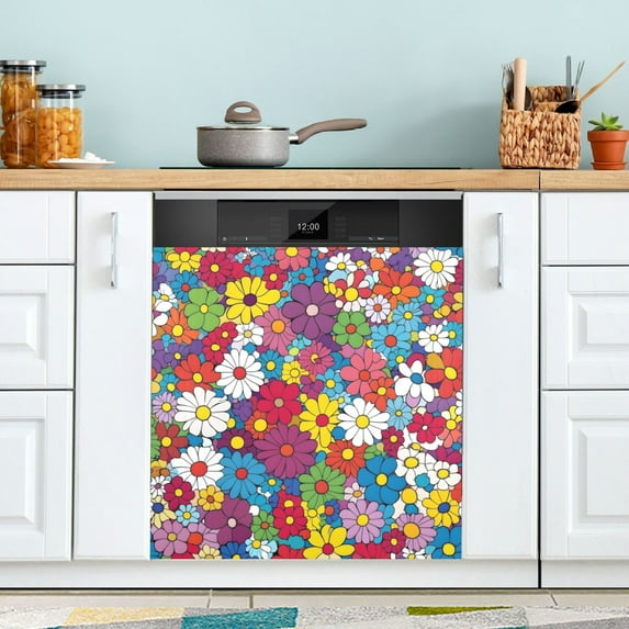 Yayeee Magnetic Dishwasher Cover for The Front Decoration Home Kitchen Machine Sticker Protector, Whimsical Floral