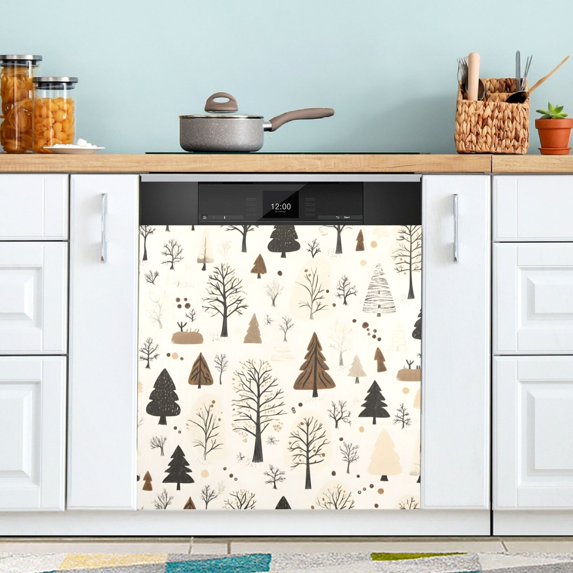 Yayeee Magnetic Dishwasher Cover for The Front Decoration Home Kitchen Machine Sticker Protector, Winter Forest