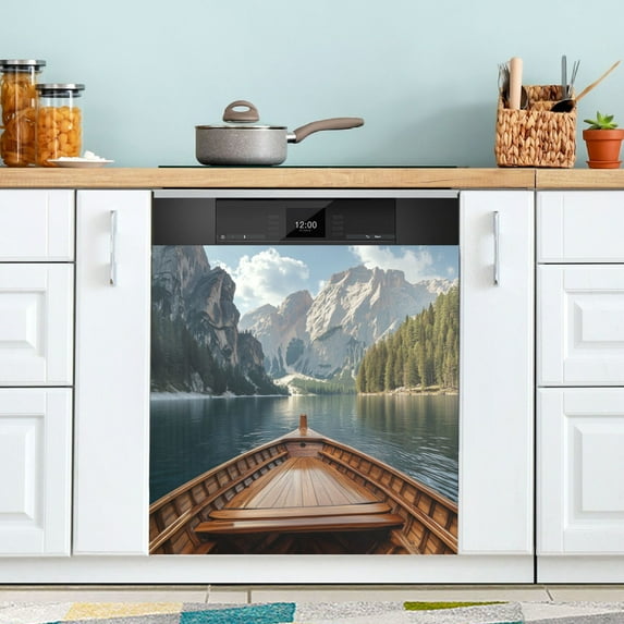 Yayeee Magnetic Dishwasher Cover for The Front Decoration Home Kitchen Machine Sticker Protector, Wooden Boat