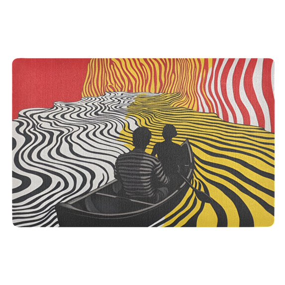 Yayeee Doormat for Inside 20"x32" Absorbent Low-Profile Washable Non-Slip Rubber Backed Entryway Rug, Abstract Boat