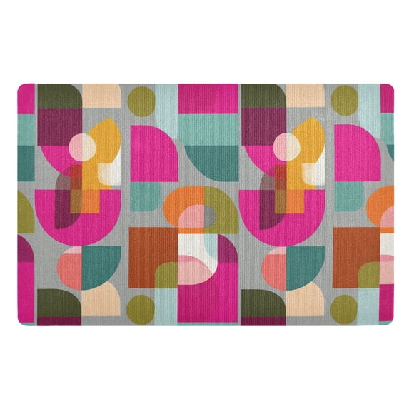 Yayeee Doormat for Inside 20"x32" Absorbent Low-Profile Washable Non-Slip Rubber Backed Entryway Rug, Abstract Geometric Pattern