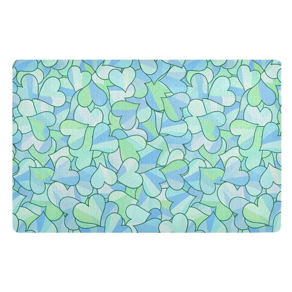 Yayeee Doormat for Inside 20"x32" Absorbent Low-Profile Washable Non-Slip Rubber Backed Entryway Rug, Abstract Hearts Pattern