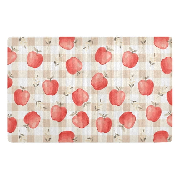 Yayeee Doormat for Inside 20"x32" Absorbent Low-Profile Washable Non-Slip Rubber Backed Entryway Rug, Apple Plaid Pattern