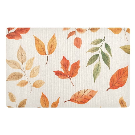 Yayeee Doormat for Inside 20"x32" Absorbent Low-Profile Washable Non-Slip Rubber Backed Entryway Rug, Beige Autumn Leaves