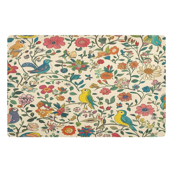 Yayeee Doormat for Inside 20"x32" Absorbent Low-Profile Washable Non-Slip Rubber Backed Entryway Rug, Beige Cartoon Animals