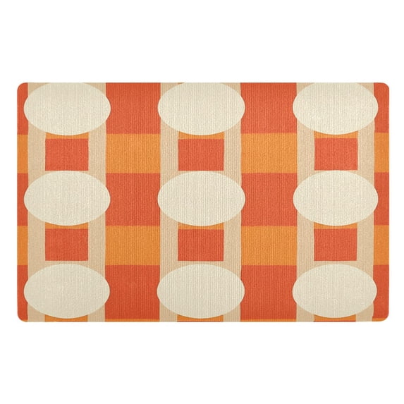 Yayeee Doormat for Inside 20"x32" Absorbent Low-Profile Washable Non-Slip Rubber Backed Entryway Rug, Beige Geometric Circles