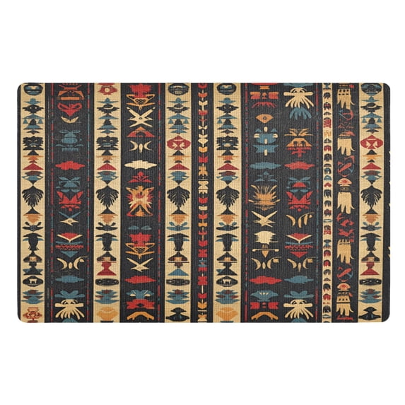 Yayeee Doormat for Inside 20"x32" Absorbent Low-Profile Washable Non-Slip Rubber Backed Entryway Rug, Beige Geometric
