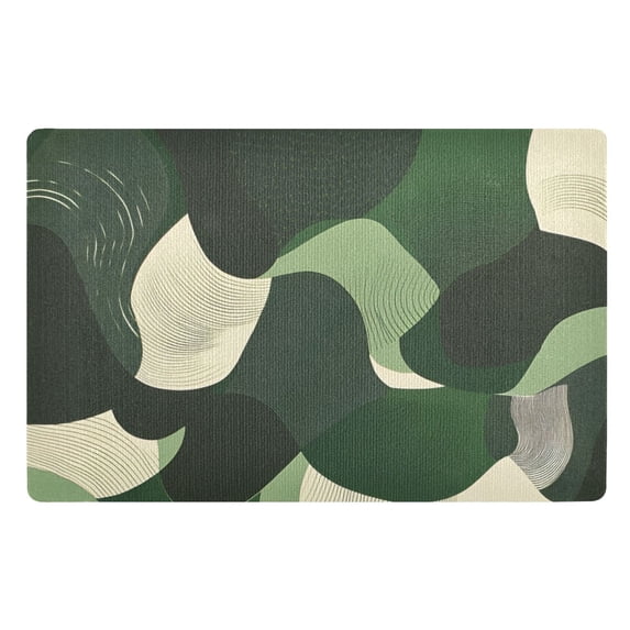 Yayeee Doormat for Inside 20"x32" Absorbent Low-Profile Washable Non-Slip Rubber Backed Entryway Rug, Black Abstract