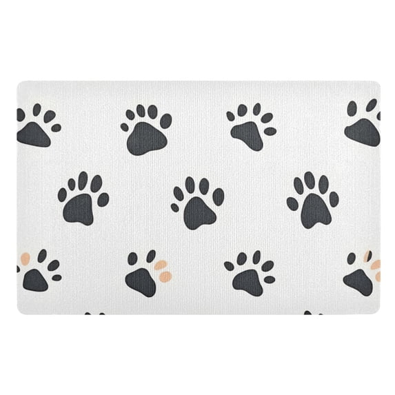 Yayeee Doormat for Inside 20"x32" Absorbent Low-Profile Washable Non-Slip Rubber Backed Entryway Rug, Black Cartoon Cat Paw