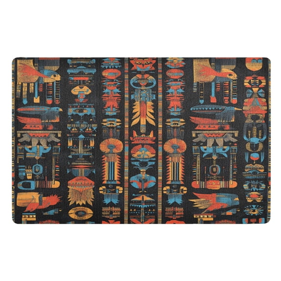Yayeee Doormat for Inside 20"x32" Absorbent Low-Profile Washable Non-Slip Rubber Backed Entryway Rug, Black Geometric