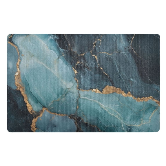 Yayeee Doormat for Inside 20"x32" Absorbent Low-Profile Washable Non-Slip Rubber Backed Entryway Rug, Black Marble