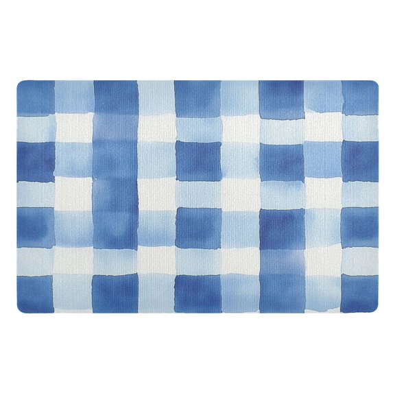 Yayeee Doormat for Inside 20"x32" Absorbent Low-Profile Washable Non-Slip Rubber Backed Entryway Rug, Blue Plain