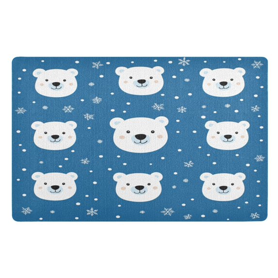 Yayeee Doormat for Inside 20"x32" Absorbent Low-Profile Washable Non-Slip Rubber Backed Entryway Rug, Blue Polar Bear