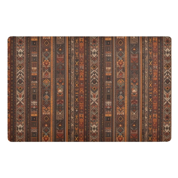Yayeee Doormat for Inside 20"x32" Absorbent Low-Profile Washable Non-Slip Rubber Backed Entryway Rug, Brown Tribal Pattern