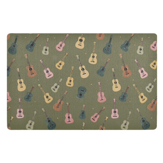 Yayeee Doormat for Inside 20"x32" Absorbent Low-Profile Washable Non-Slip Rubber Backed Entryway Rug, Cartoon Guitar Pattern