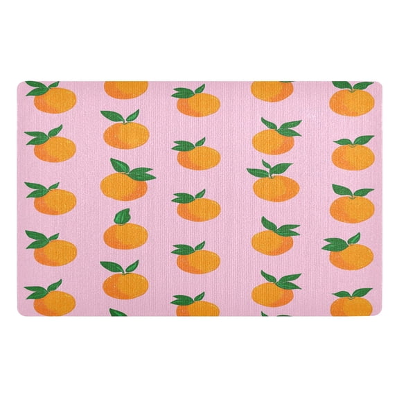 Yayeee Doormat for Inside 20"x32" Absorbent Low-Profile Washable Non-Slip Rubber Backed Entryway Rug, Cartoon Oranges