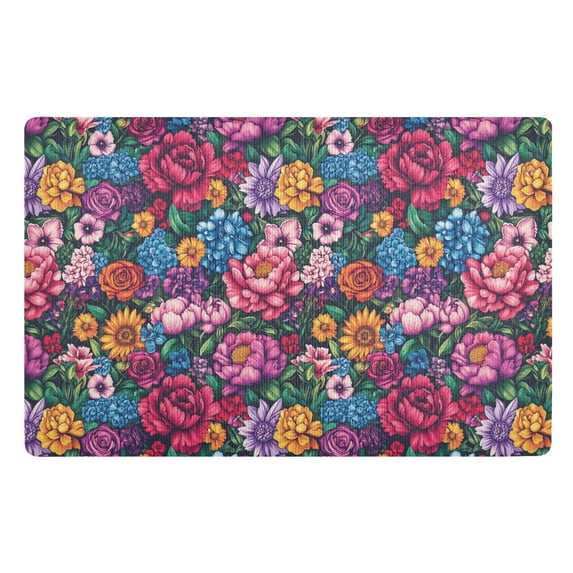 Yayeee Doormat for Inside 20"x32" Absorbent Low-Profile Washable Non-Slip Rubber Backed Entryway Rug, Charming Floral Pattern