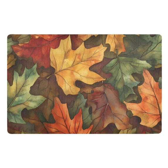 Yayeee Doormat for Inside 20"x32" Absorbent Low-Profile Washable Non-Slip Rubber Backed Entryway Rug, Colorful Autumn Leaves