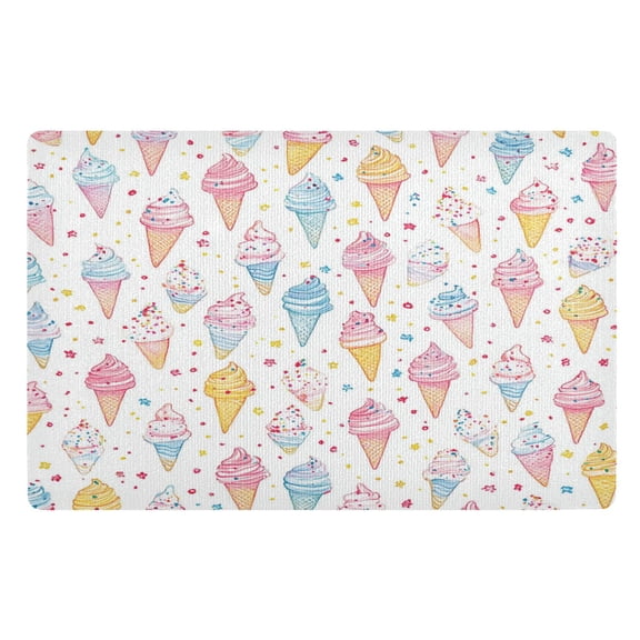Yayeee Doormat for Inside 20"x32" Absorbent Low-Profile Washable Non-Slip Rubber Backed Entryway Rug, Colorful Ice Cream Pattern