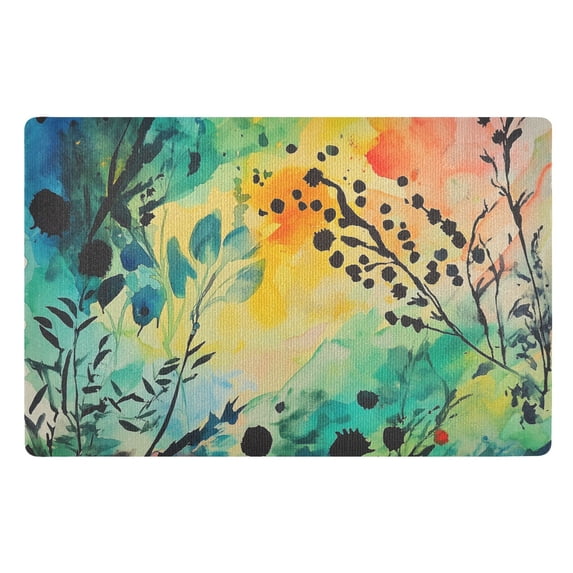 Yayeee Doormat for Inside 20"x32" Absorbent Low-Profile Washable Non-Slip Rubber Backed Entryway Rug, Colorful Plants