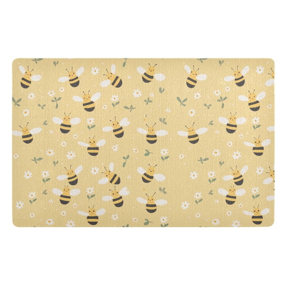 Yayeee Doormat for Inside 20"x32" Absorbent Low-Profile Washable Non-Slip Rubber Backed Entryway Rug, Cute Bee Pattern
