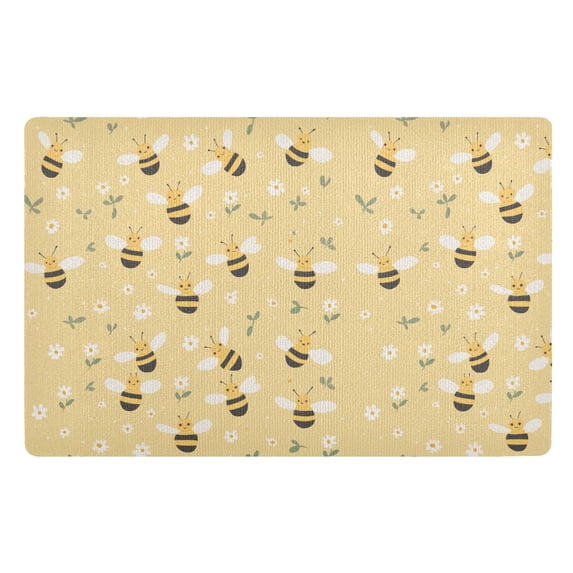 Yayeee Doormat for Inside 20"x32" Absorbent Low-Profile Washable Non-Slip Rubber Backed Entryway Rug, Cute Bee Pattern