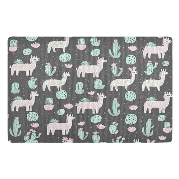 Yayeee Doormat for Inside 20"x32" Absorbent Low-Profile Washable Non-Slip Rubber Backed Entryway Rug, Cute Llamas Pattern