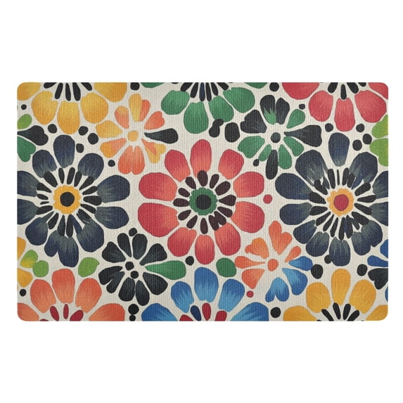 Yayeee Doormat for Inside 20"x32" Absorbent Low-Profile Washable Non-Slip Rubber Backed Entryway Rug, Dark Floral