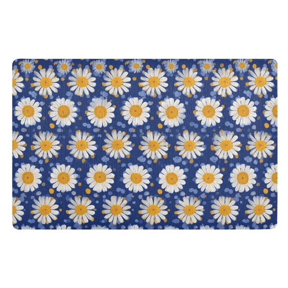 Yayeee Doormat for Inside 20"x32" Absorbent Low-Profile Washable Non-Slip Rubber Backed Entryway Rug, Elegant Daisy Pattern