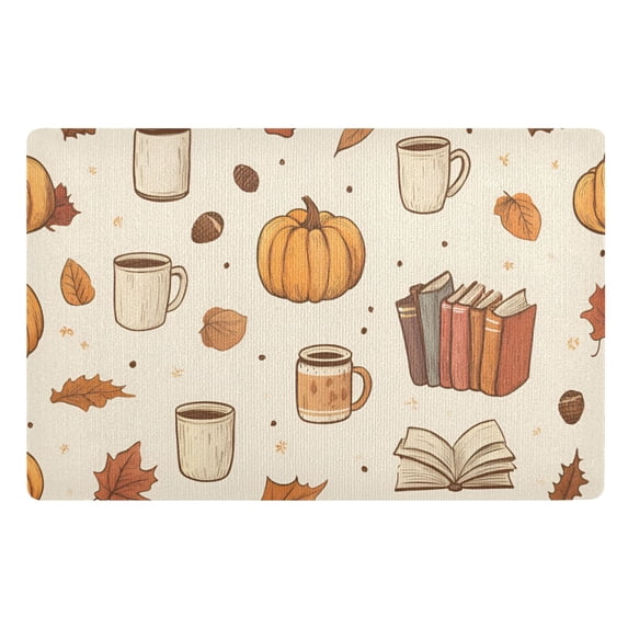 Yayeee Doormat for Inside 20"x32" Absorbent Low-Profile Washable Non-Slip Rubber Backed Entryway Rug, Fall Beige Pumpkin
