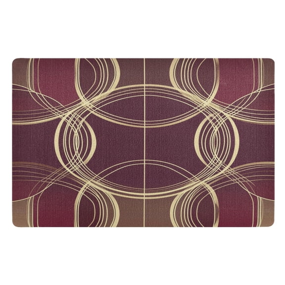 Yayeee Doormat for Inside 20"x32" Absorbent Low-Profile Washable Non-Slip Rubber Backed Entryway Rug, Gold Abstract Pattern