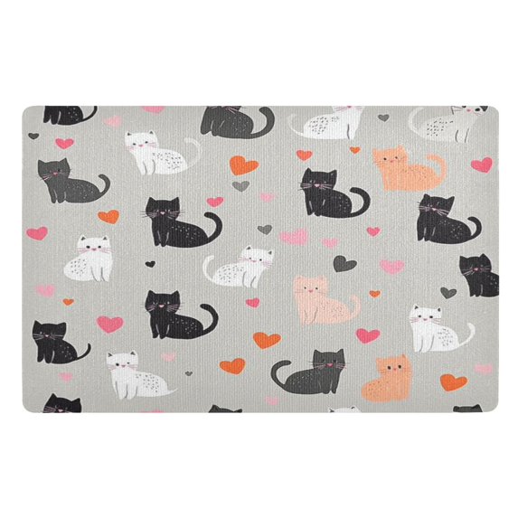 Yayeee Doormat for Inside 20"x32" Absorbent Low-Profile Washable Non-Slip Rubber Backed Entryway Rug, Gray Cartoon Pattern