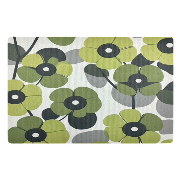 Yayeee Doormat for Inside 20"x32" Absorbent Low-Profile Washable Non-Slip Rubber Backed Entryway Rug, Gray Floral