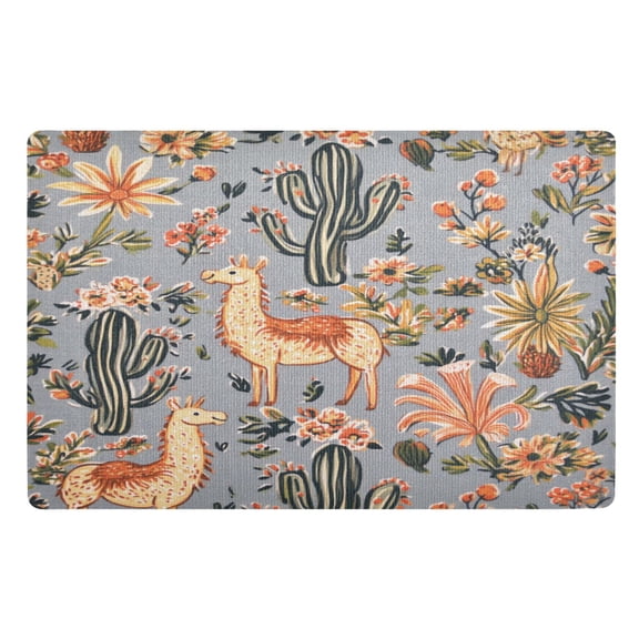Yayeee Doormat for Inside 20"x32" Absorbent Low-Profile Washable Non-Slip Rubber Backed Entryway Rug, Gray Llama Pattern
