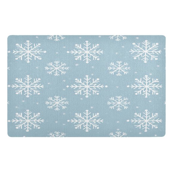 Yayeee Doormat for Inside 20"x32" Absorbent Low-Profile Washable Non-Slip Rubber Backed Entryway Rug, Gray Snowflake
