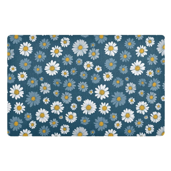 Yayeee Doormat for Inside 20"x32" Absorbent Low-Profile Washable Non-Slip Rubber Backed Entryway Rug, Green Daisy Pattern