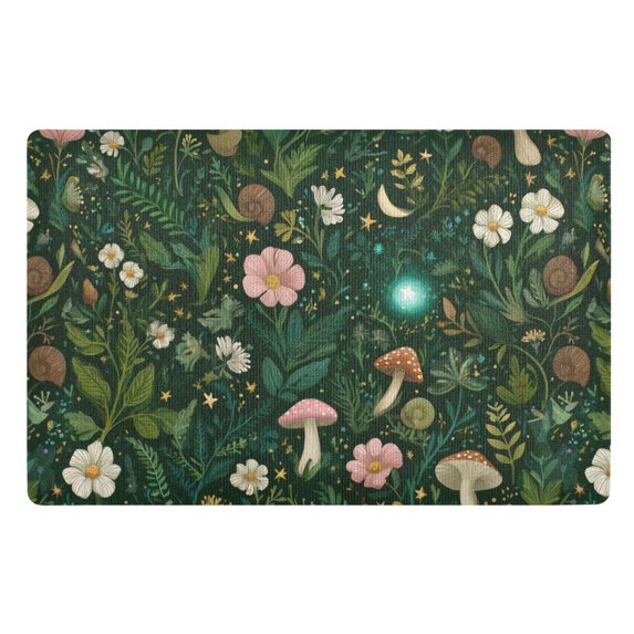Yayeee Doormat for Inside 20"x32" Absorbent Low-Profile Washable Non-Slip Rubber Backed Entryway Rug, Green Forest Pattern