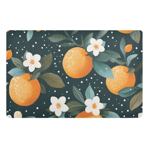 Yayeee Doormat for Inside 20"x32" Absorbent Low-Profile Washable Non-Slip Rubber Backed Entryway Rug, Green Oranges